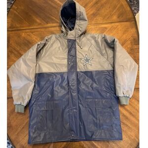 Vintage NFL Game Day Dallas Cowboys Jacket XL Hooded‎ Coat Pullover |S1